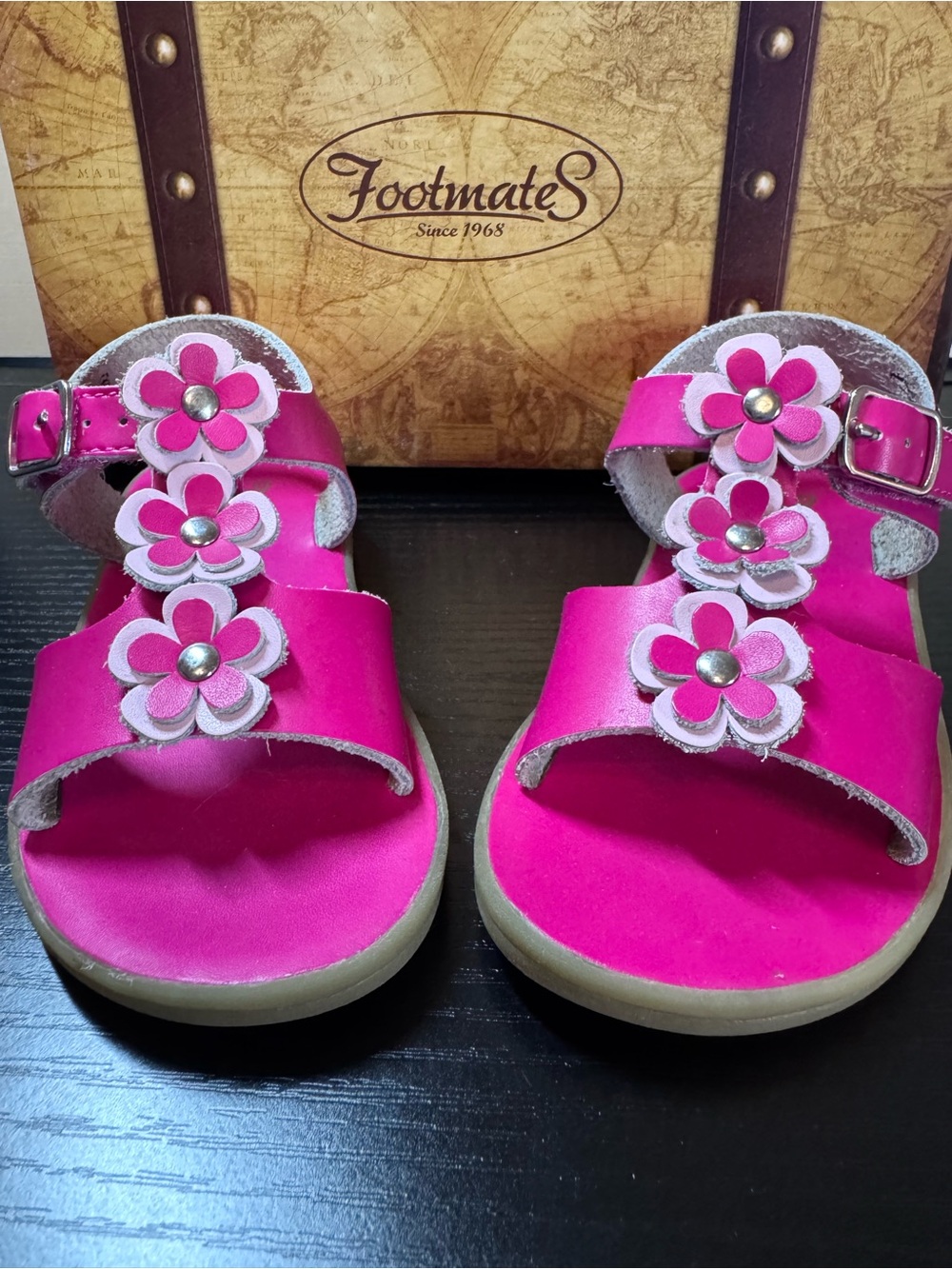 FootMates Bright Pink Flower Girl Sandals
